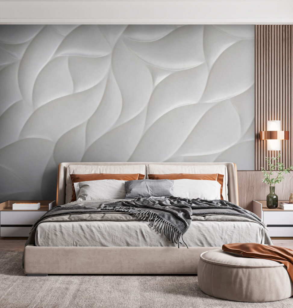 Witte bladplooien in herhaling — interieur 1