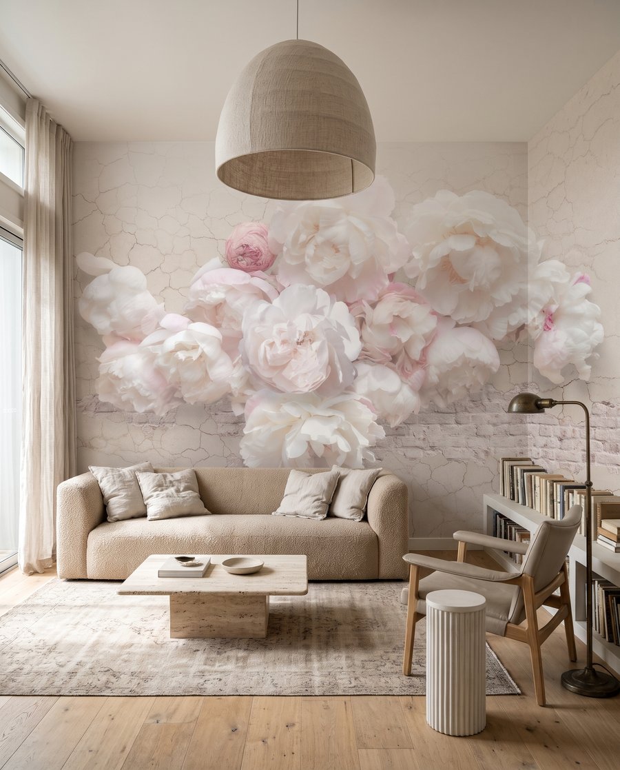 Rozen op gebarsten wit in een interieur