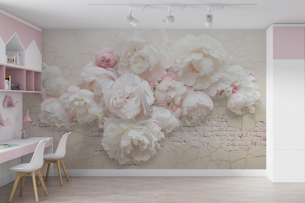 Rozen op gebarsten wit — interieur 3