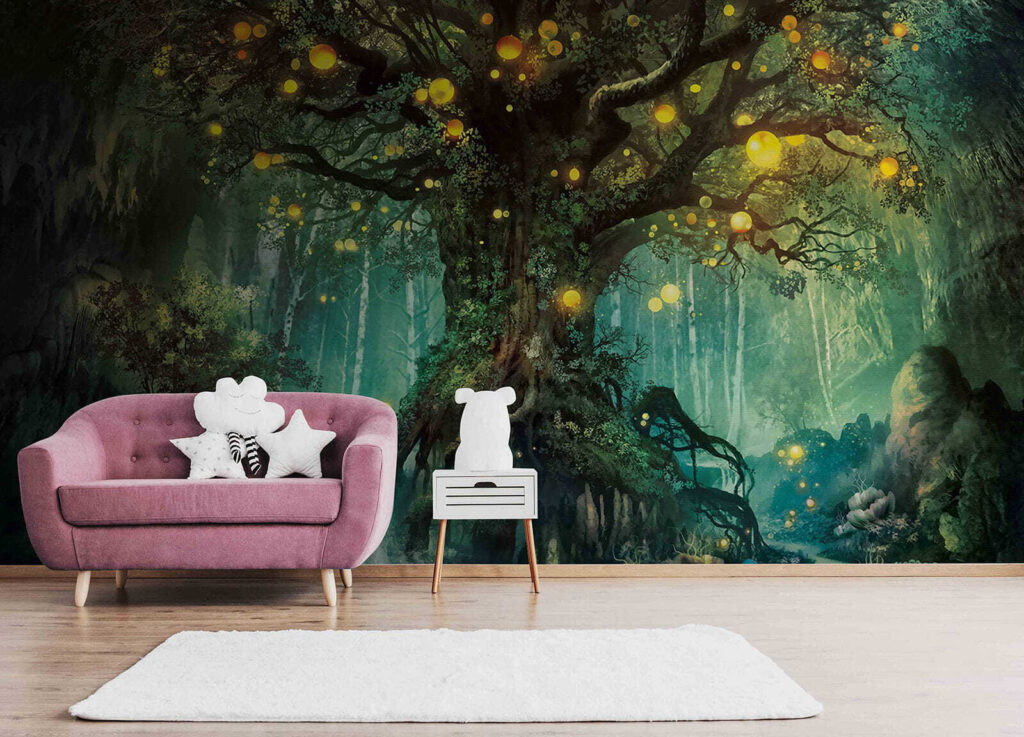 Schilderij van een boom met lichtjes erop — interieur 2