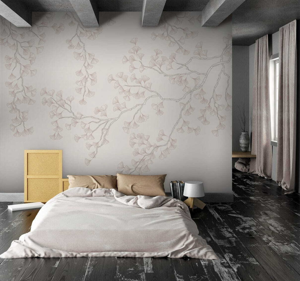 Bleke bloesem langs bovenrand — interieur 1