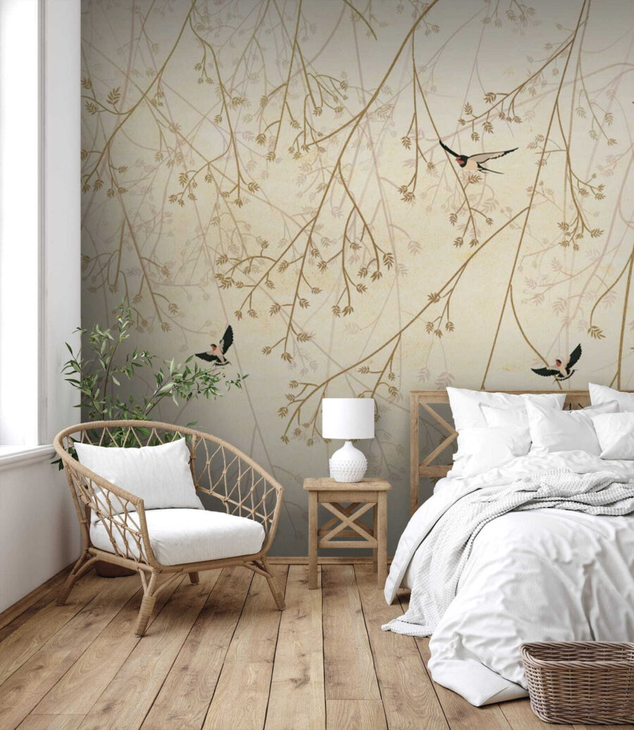 Vogels tussen dunne hangtakjes — interieur 2