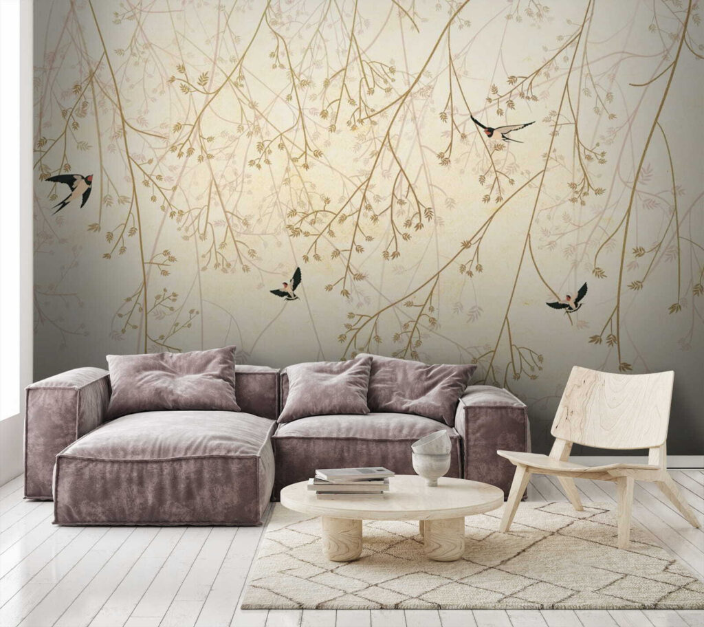 Vogels tussen dunne hangtakjes — interieur 3