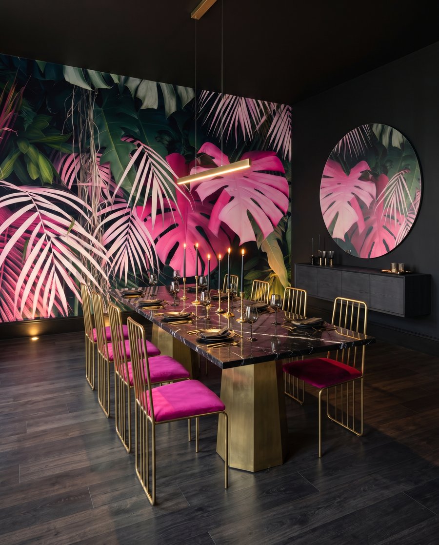 Roze bladeren in diepte in een interieur