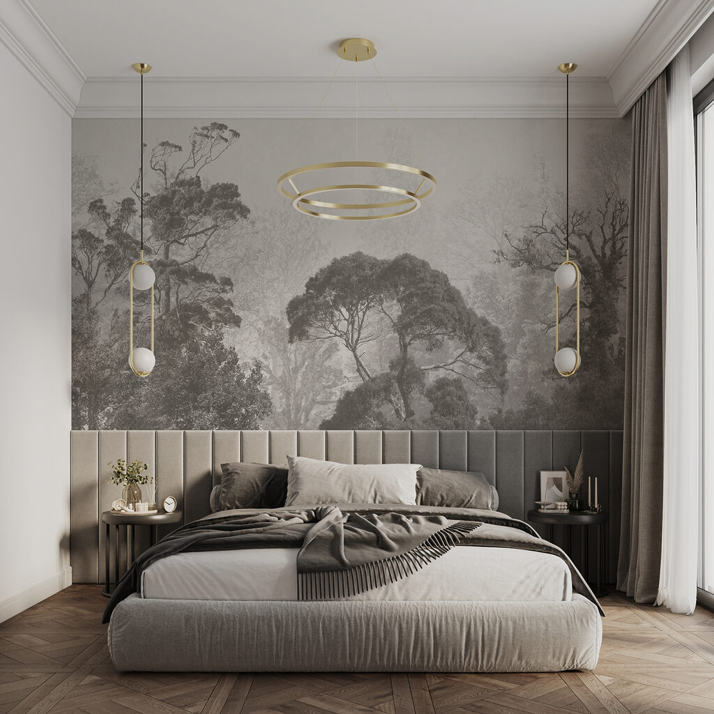 Verre bomen in grijstinten — interieur 5