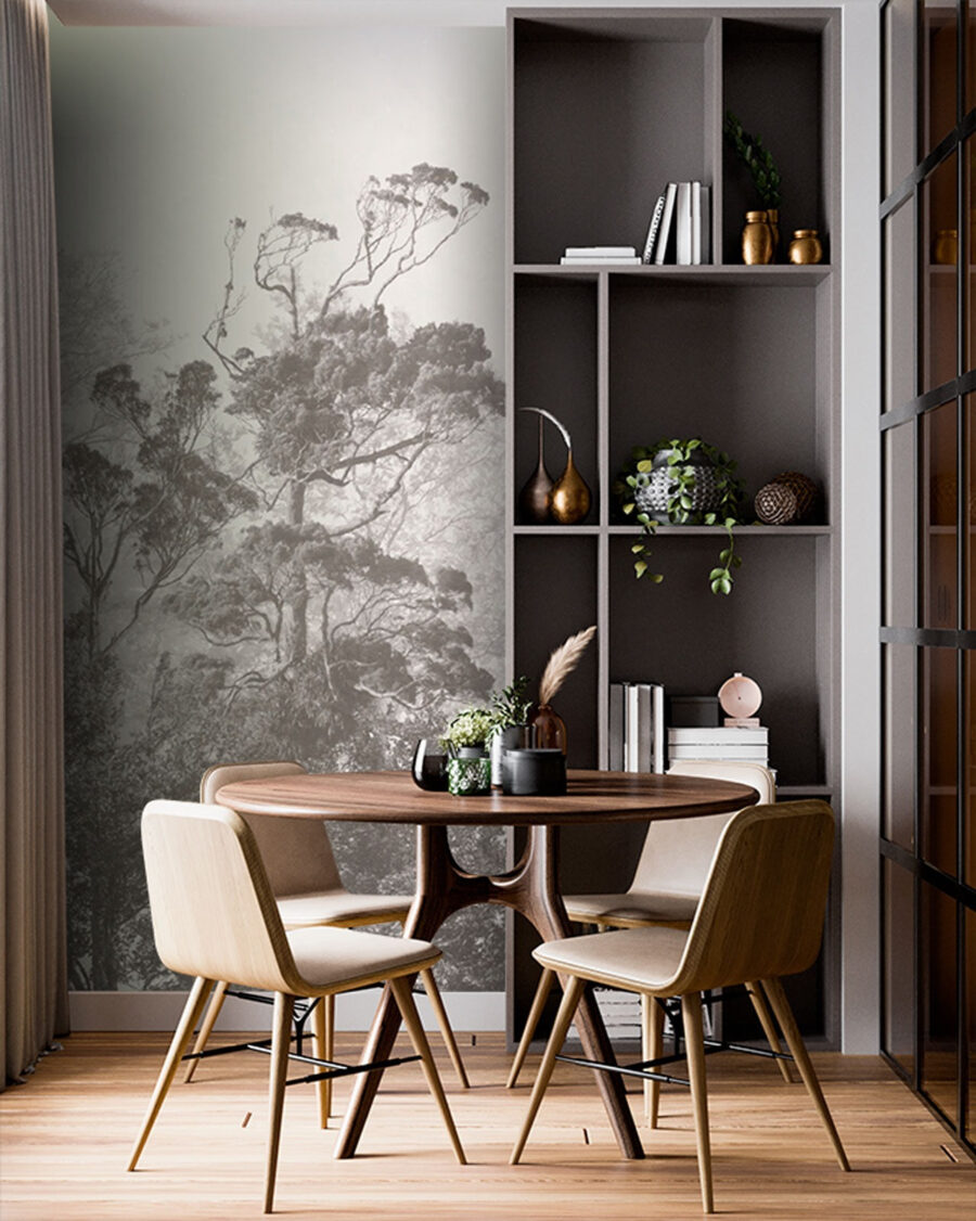 Verre bomen in grijstinten — interieur 3