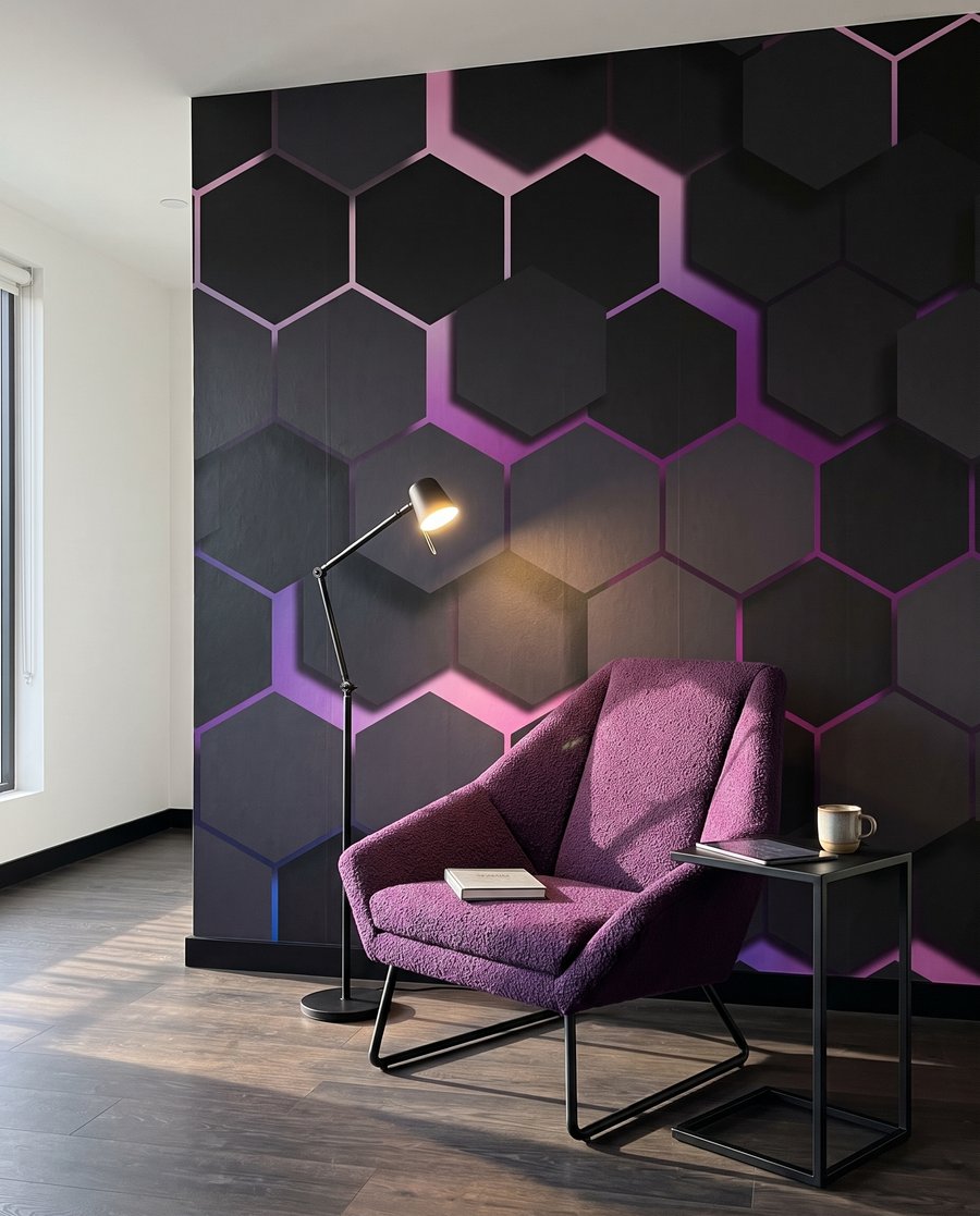 Donkere zeshoeken met kleurlicht — interieur 5