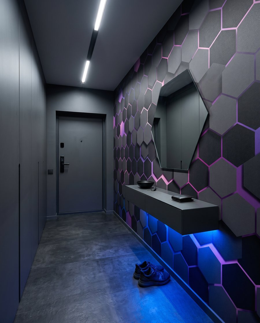 Donkere zeshoeken met kleurlicht — interieur 6