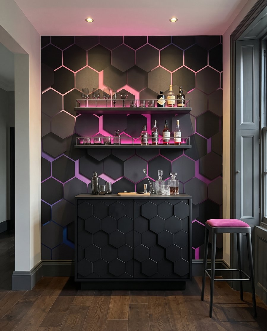 Donkere zeshoeken met kleurlicht — interieur 8