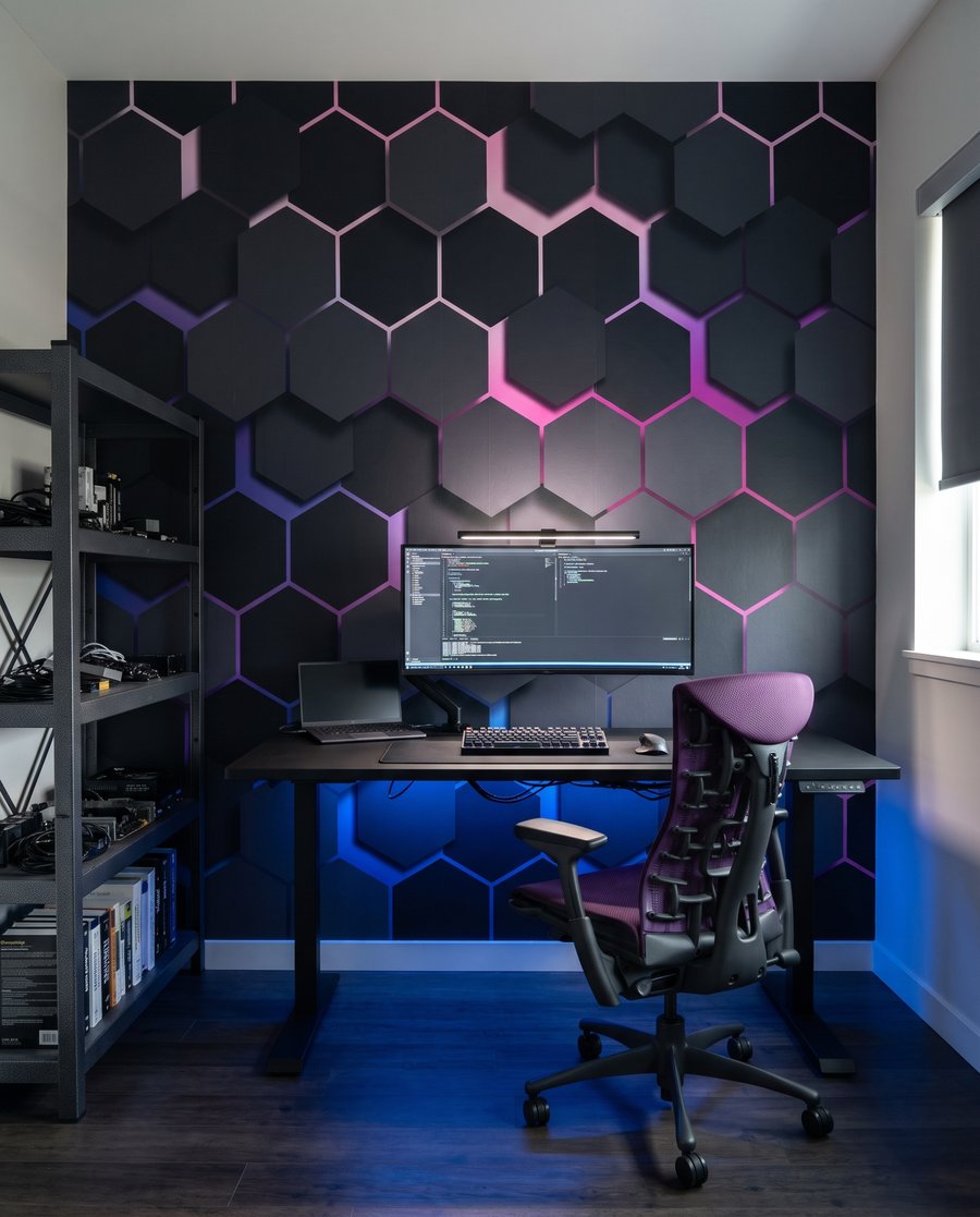 Donkere zeshoeken met kleurlicht — interieur 9