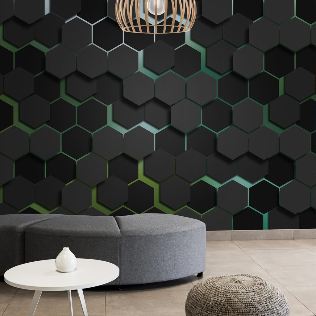 Donkere zeshoeken met kleurgloed — interieur 1