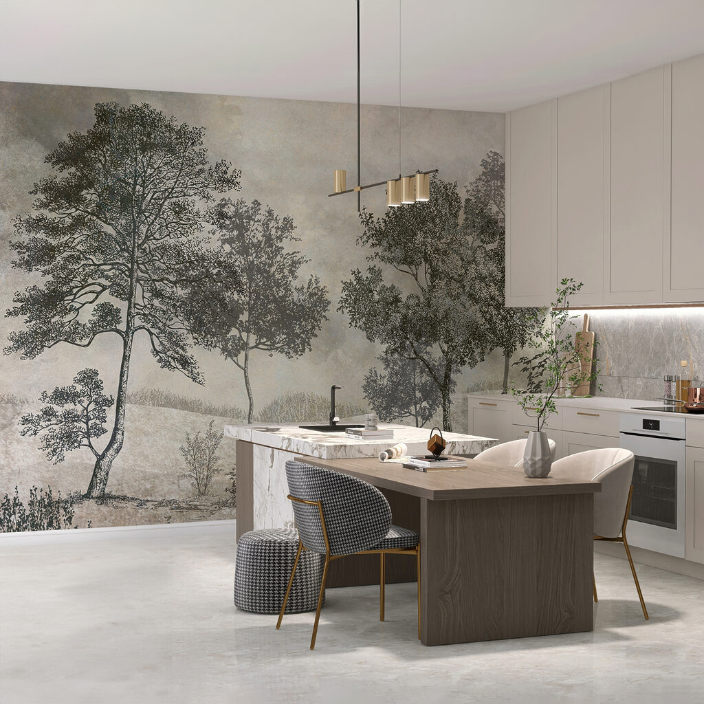 Tekening van bomen in een veld — interieur 6