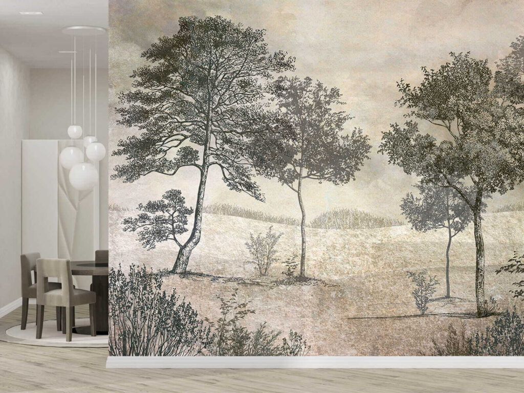 Tekening van bomen in een veld — interieur 4