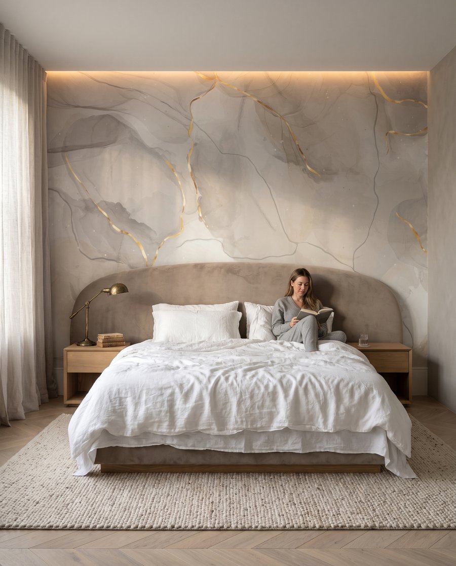 Bleke aders met lichtsporen in een interieur