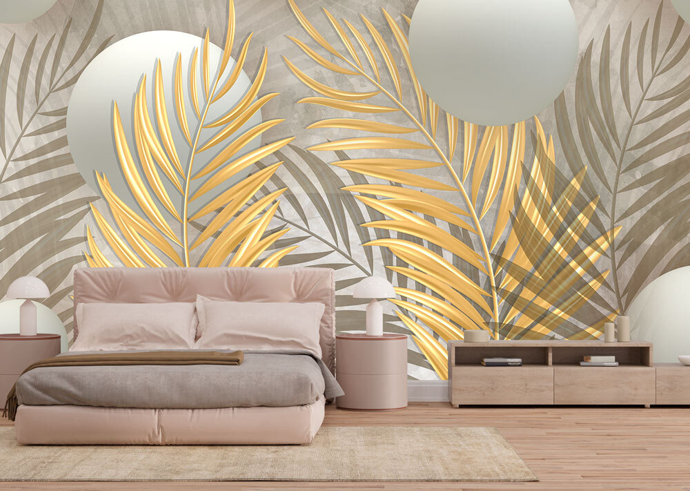 Ontwerp met tropische bladeren en zachte bolletjes — interieur 2