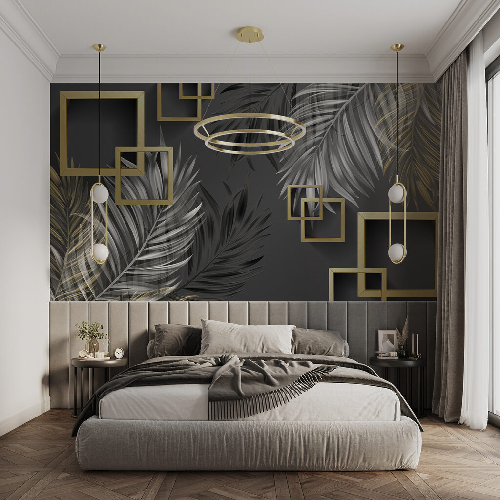 Bladveren naast gouden vierkanten — interieur 2