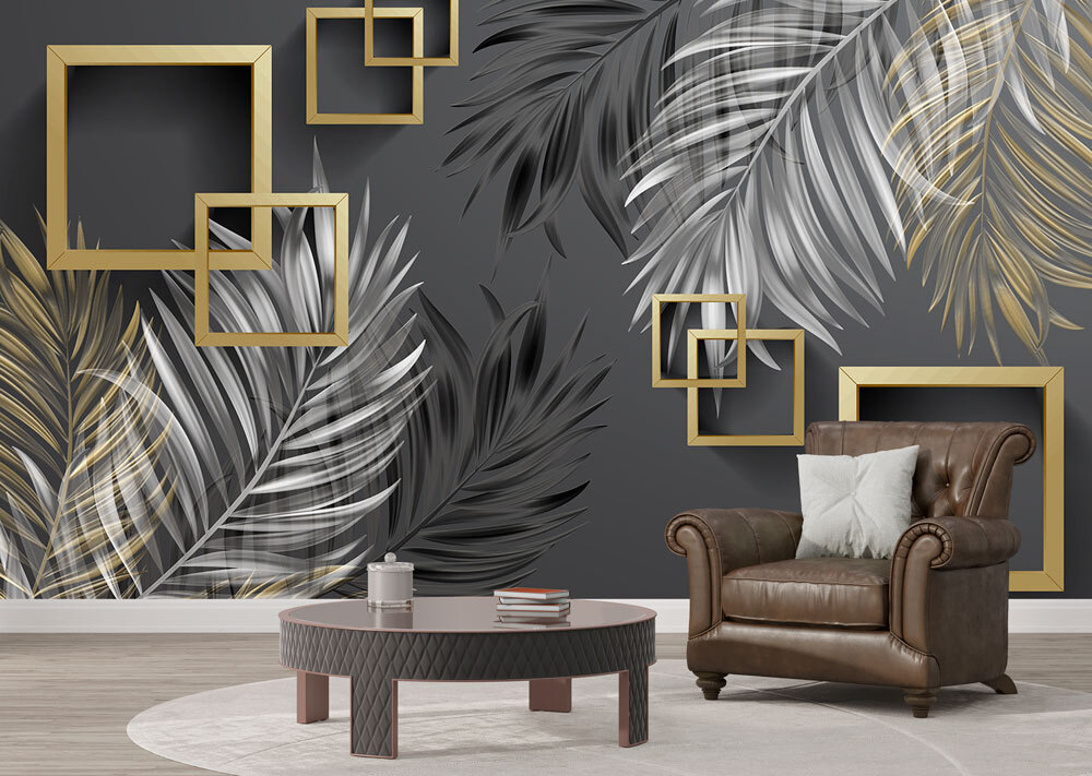 Bladveren naast gouden vierkanten — interieur 1