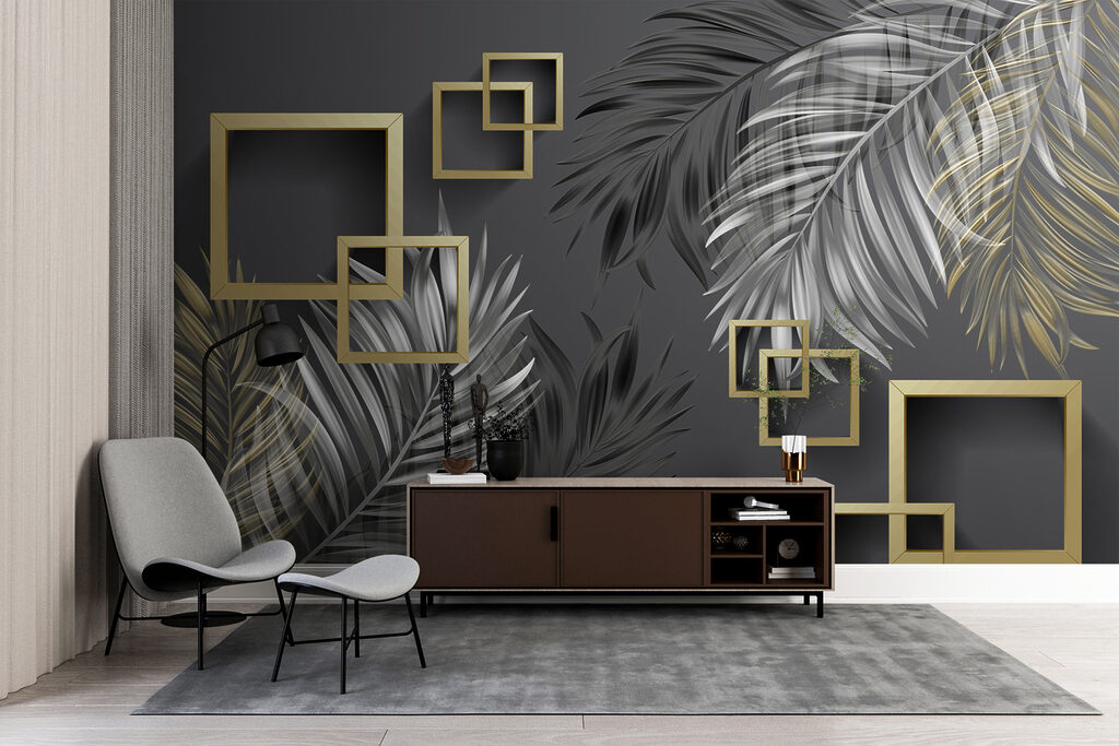 Bladveren naast gouden vierkanten — interieur 3