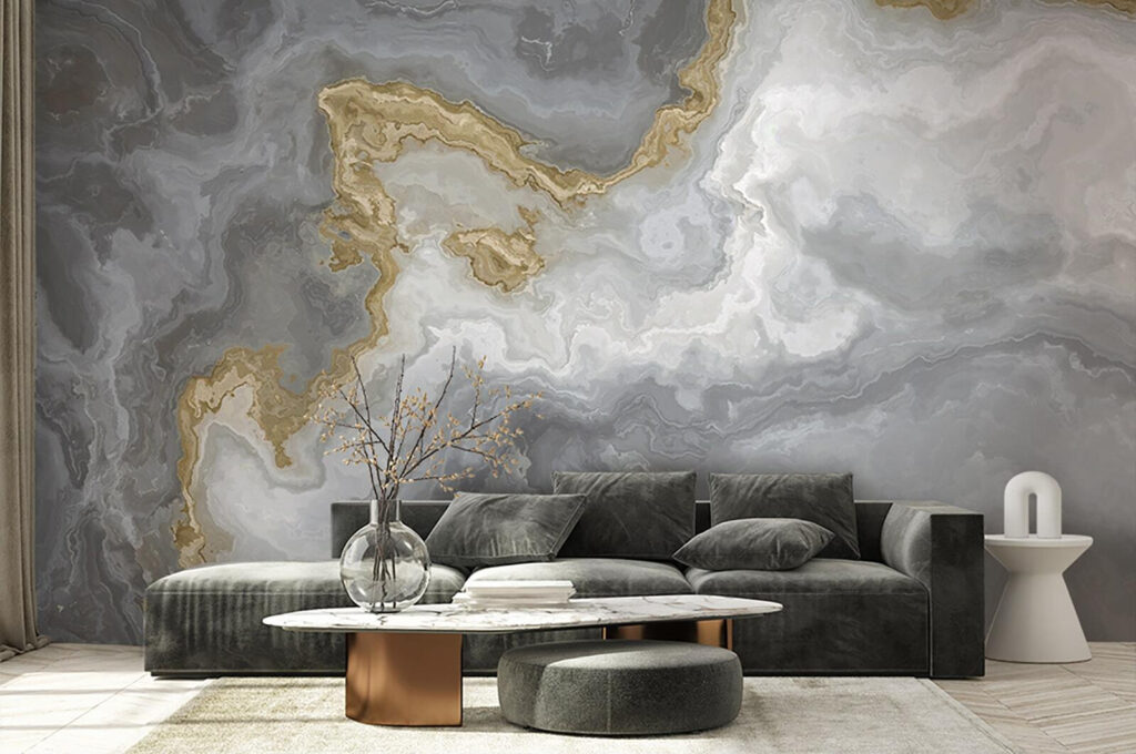 Grijze steenbanden met goudsporen — interieur 1