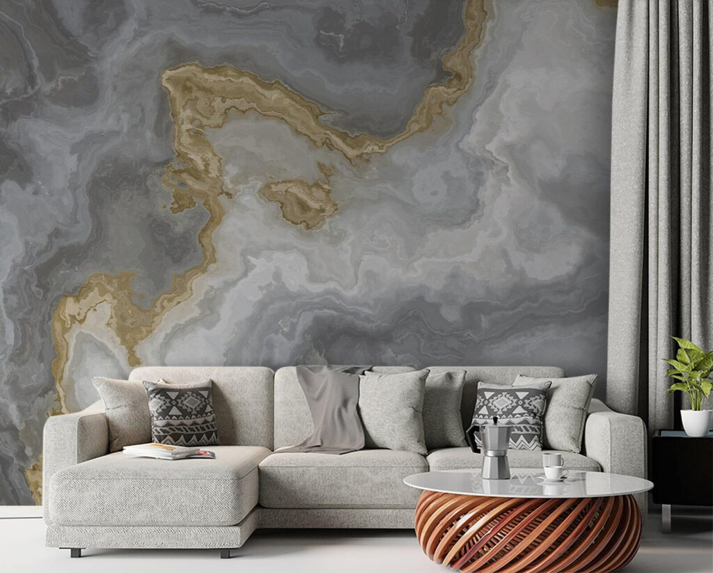 Grijze steenbanden met goudsporen — interieur 3