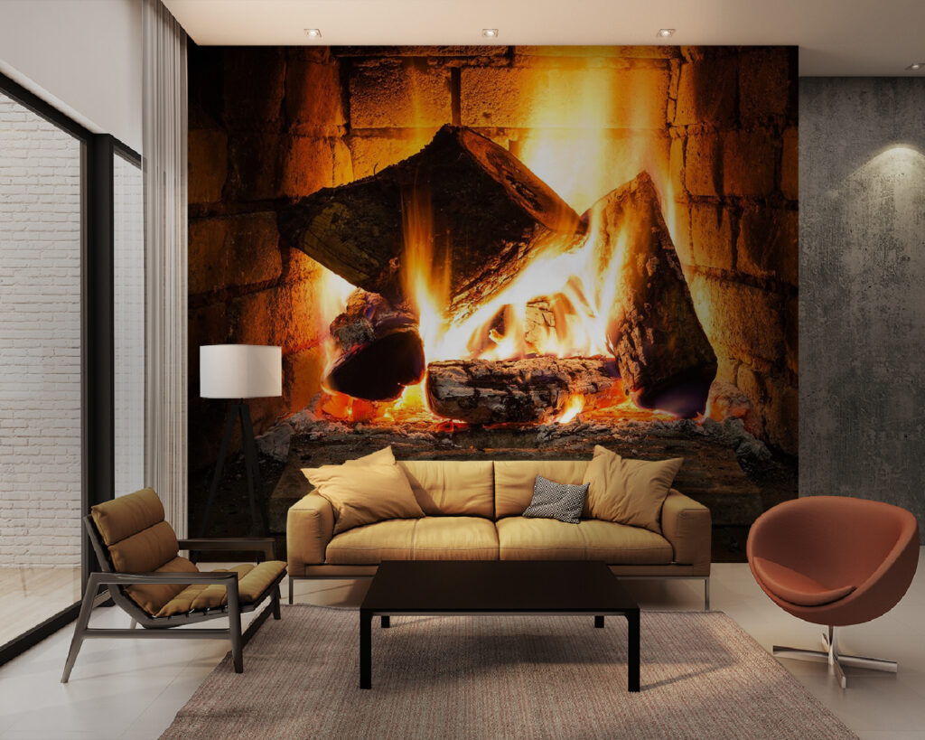 Vlammen tussen oude haardstenen — interieur 2