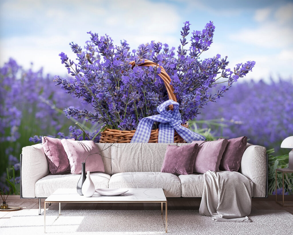 Lavendel in een rietenmand — interieur 1