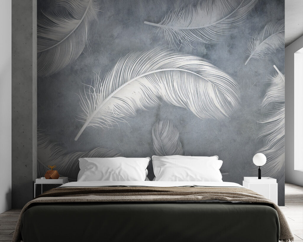 Witte veren in grijsnevel — interieur 2