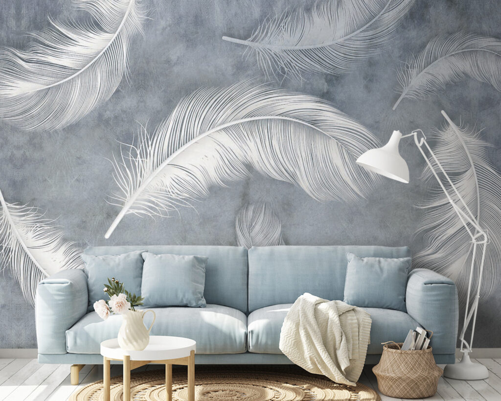 Witte veren in grijsnevel — interieur 4