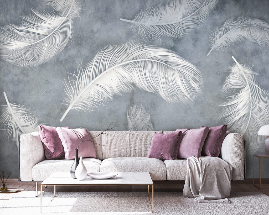 Witte veren in grijsnevel — interieur 7