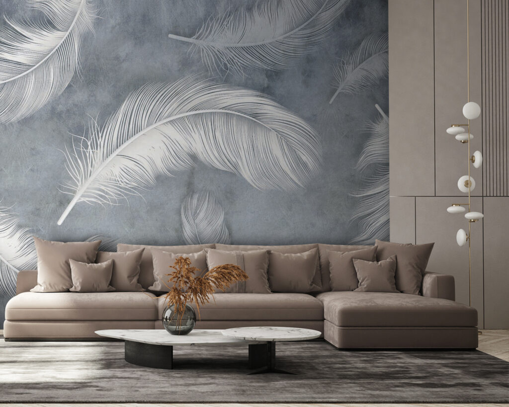 Witte veren in grijsnevel — interieur 9