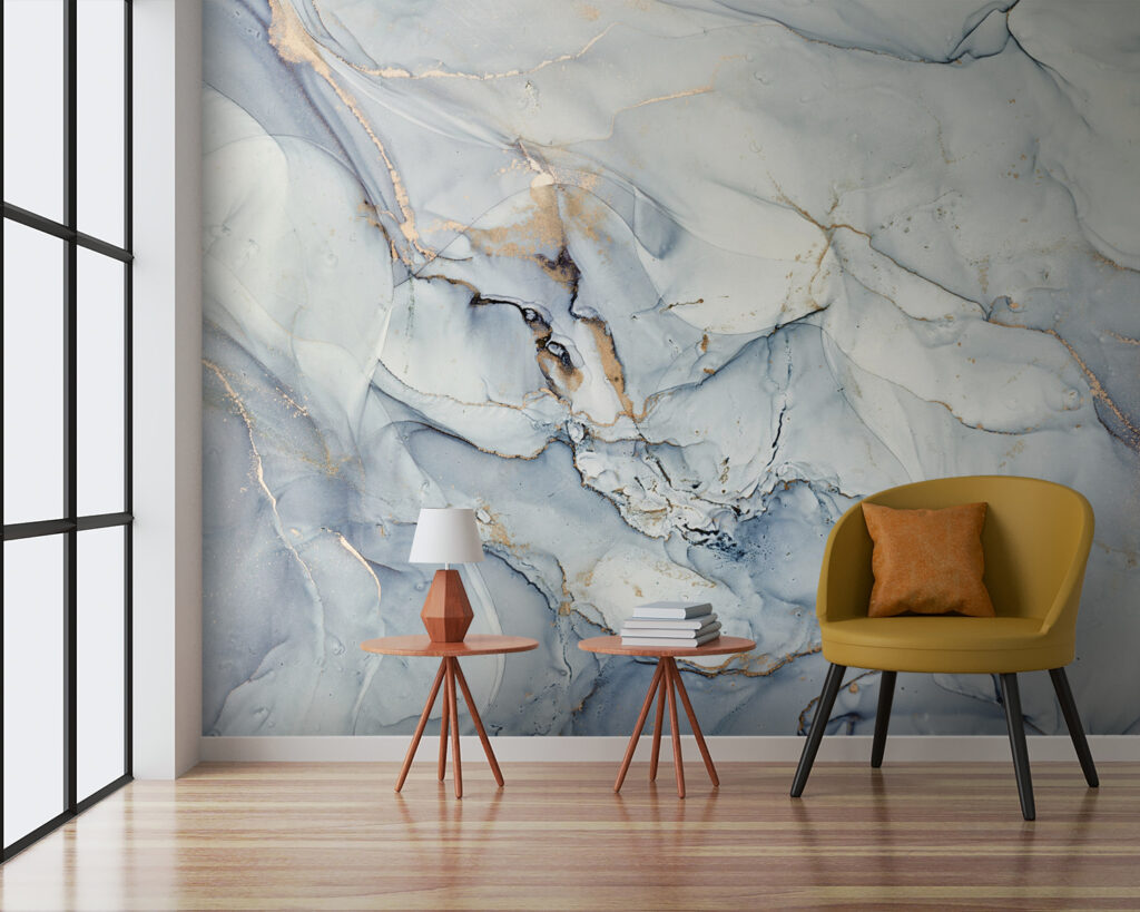 Bleekblauwe vlakken, grijze aders — interieur 4