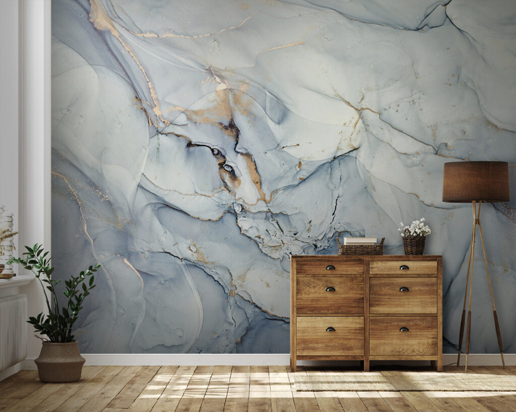 Bleekblauwe vlakken, grijze aders — interieur 6