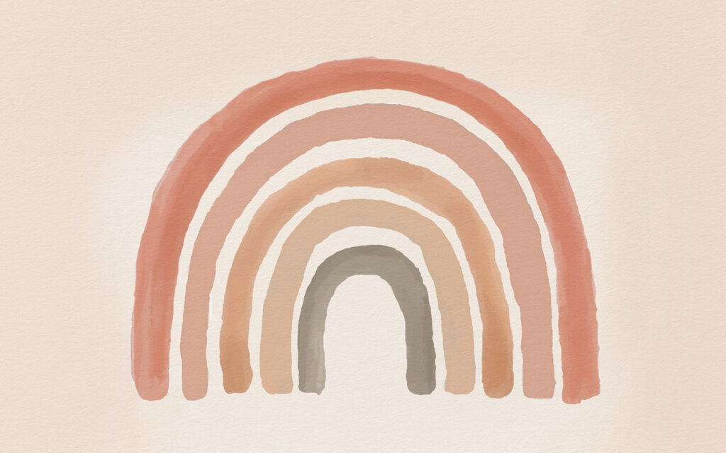 Regenboog in warme aquarel — volledig ontwerp