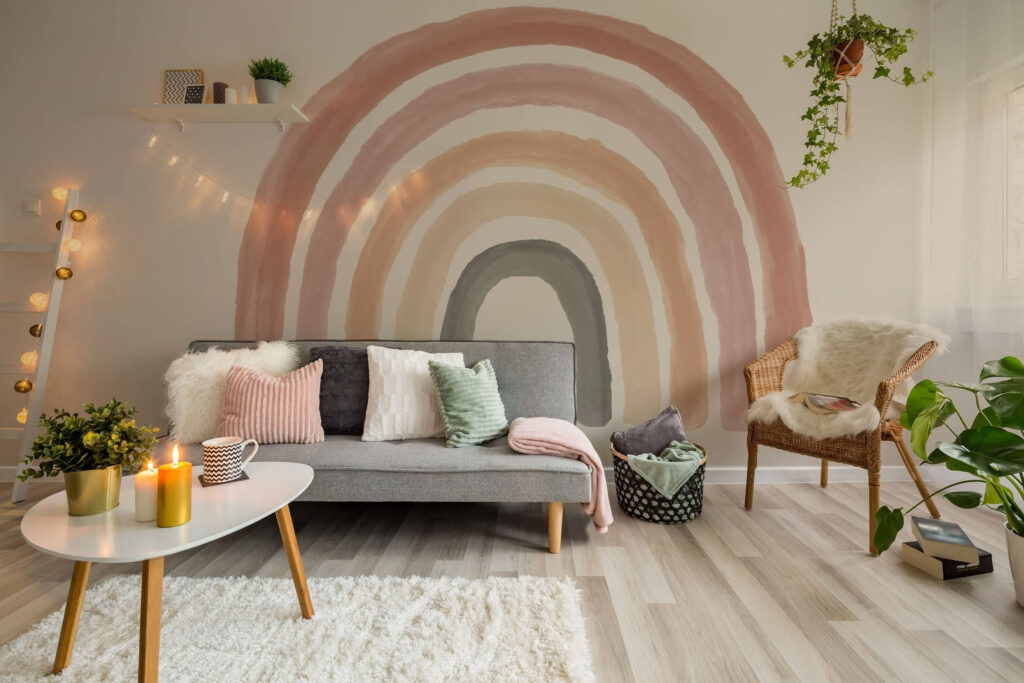 Regenboog in warme aquarel — interieur 1