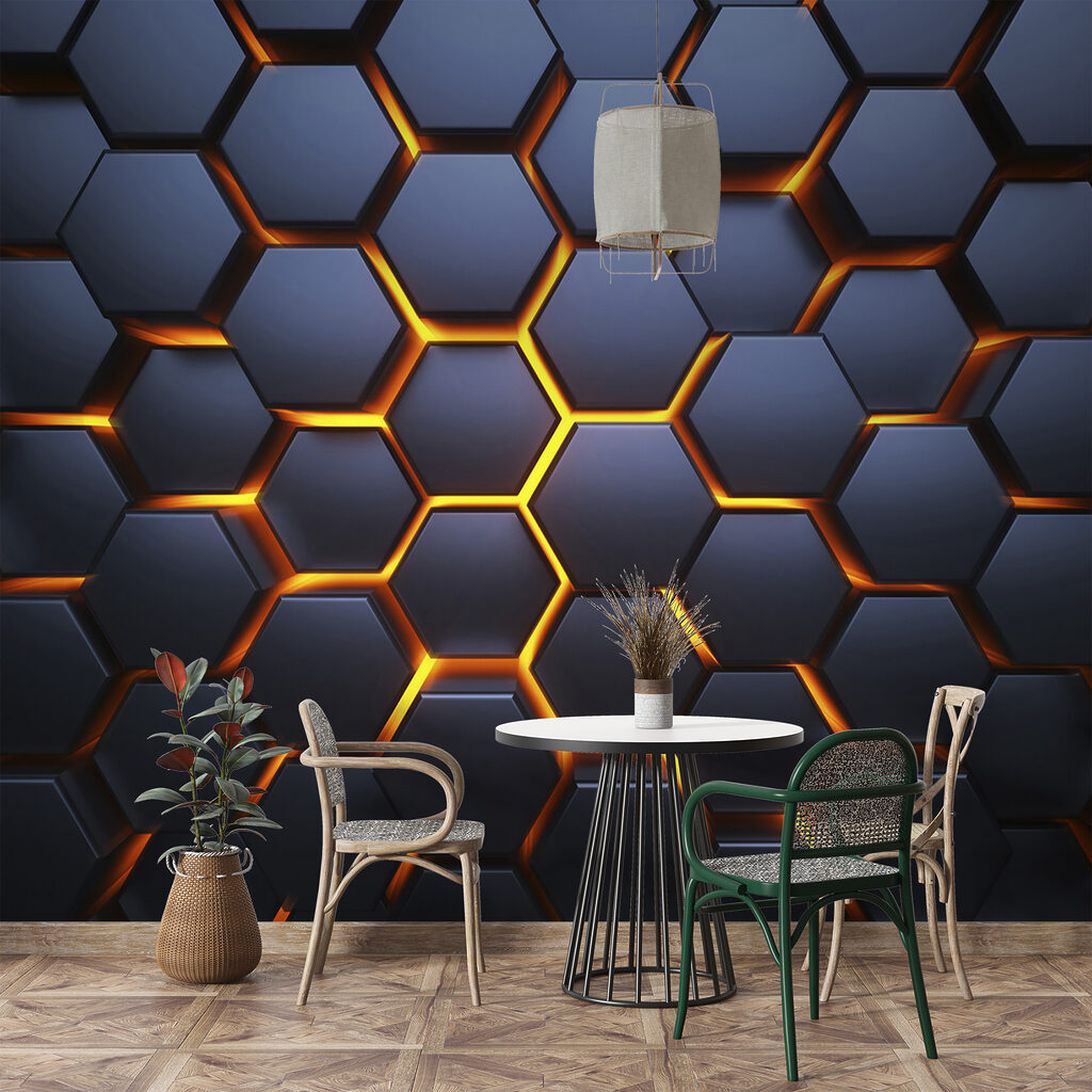 Gloed tussen blauwe zeshoeken — interieur 2