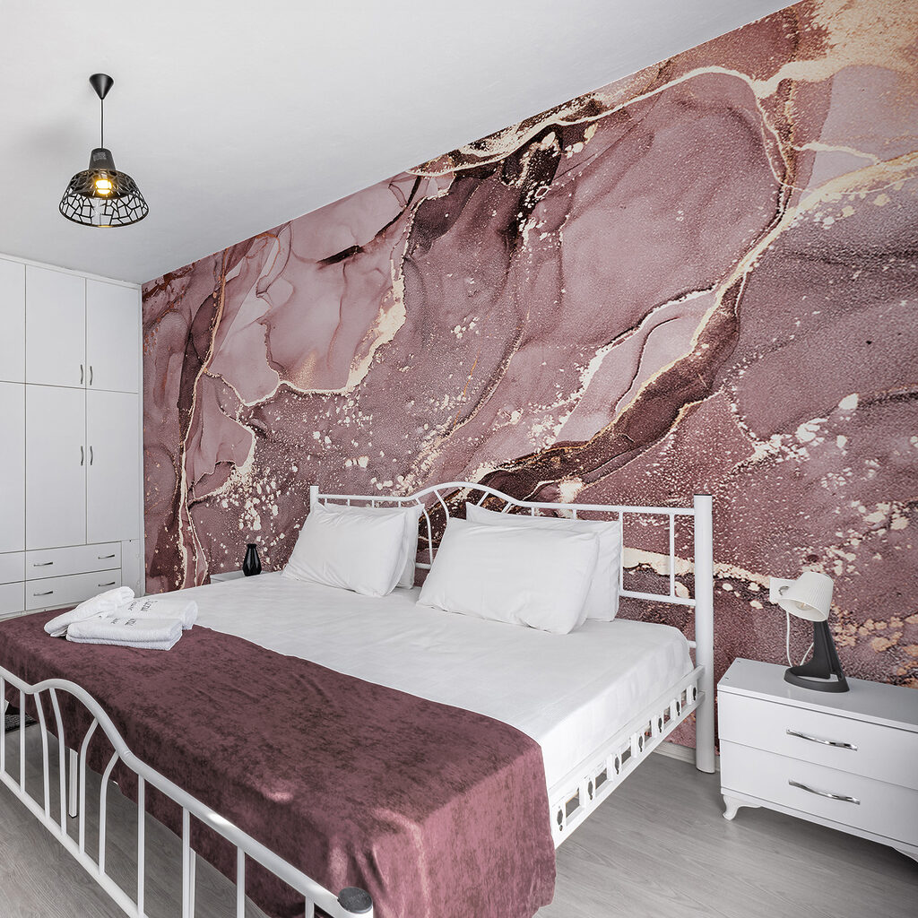 Abstracte wervelingen in zachte roze tinten — interieur 1