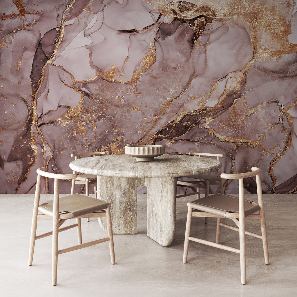 Abstracte wervelingen in zachte roze tinten — interieur 3