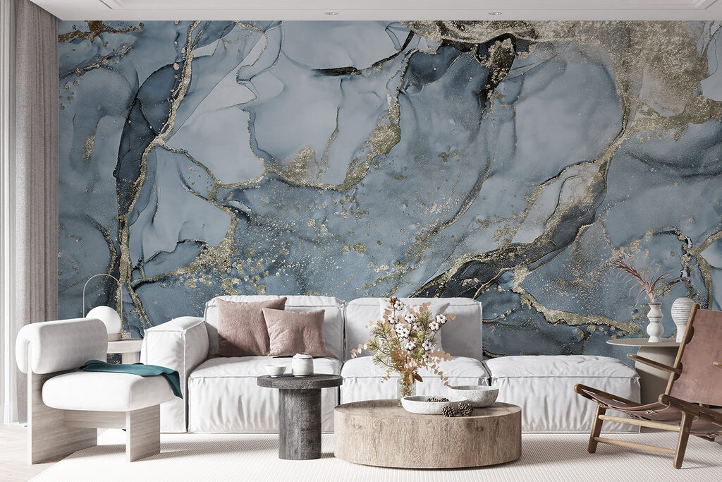 Vloeiende blauwe tinten en verfijnde patronen — interieur 3