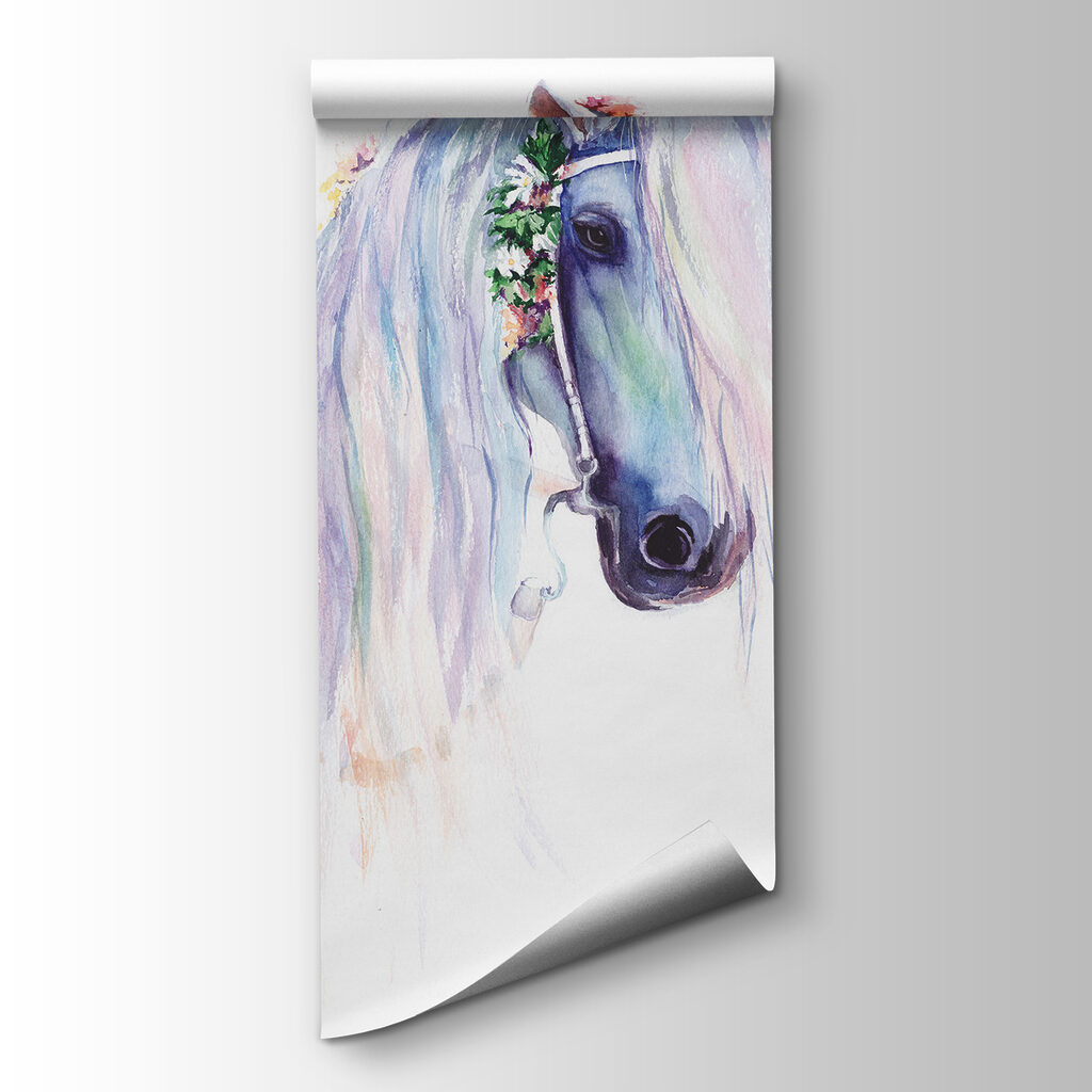 Paardenhoofd met bloemversiering — productweergave