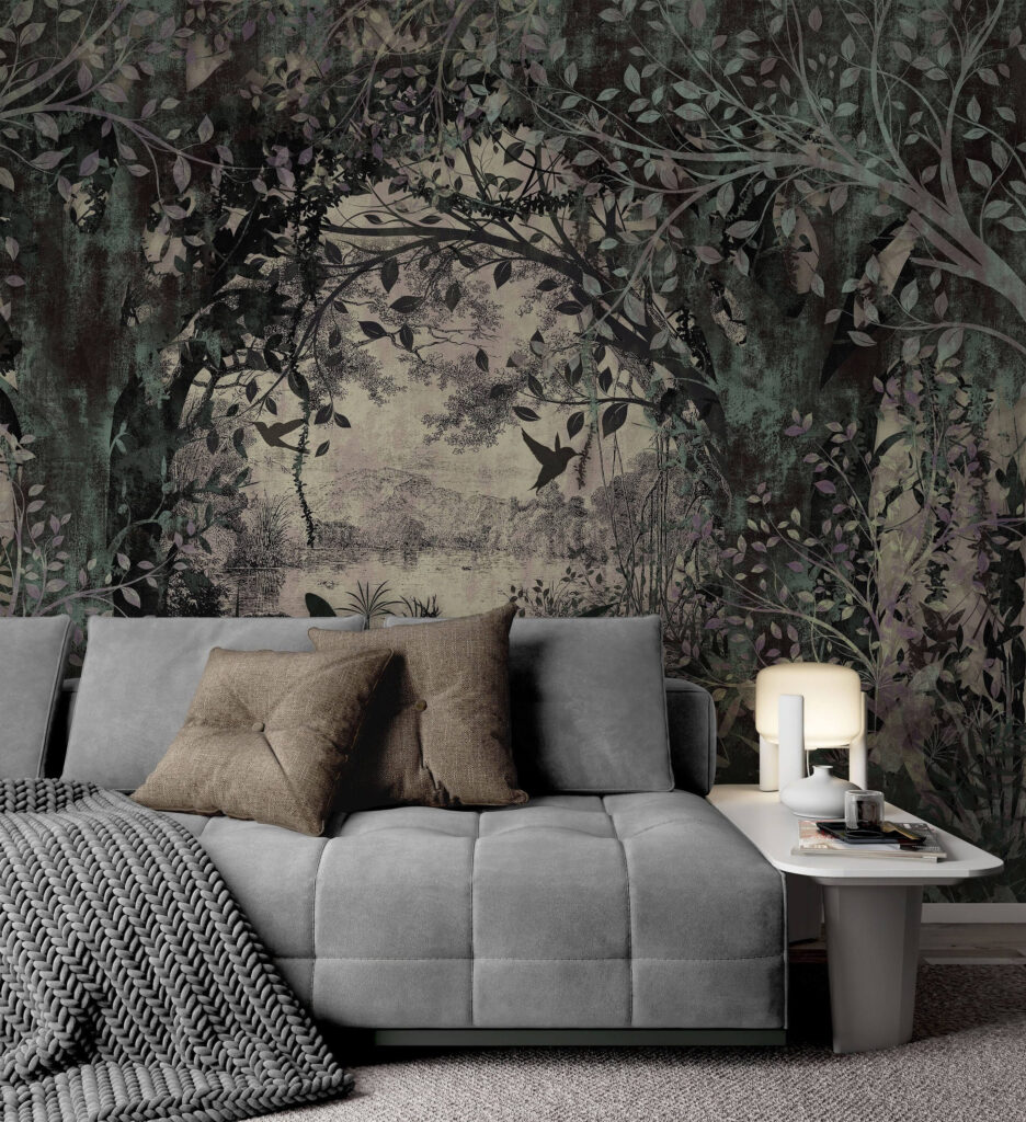 Schilderen van bomen en planten in een interieur
