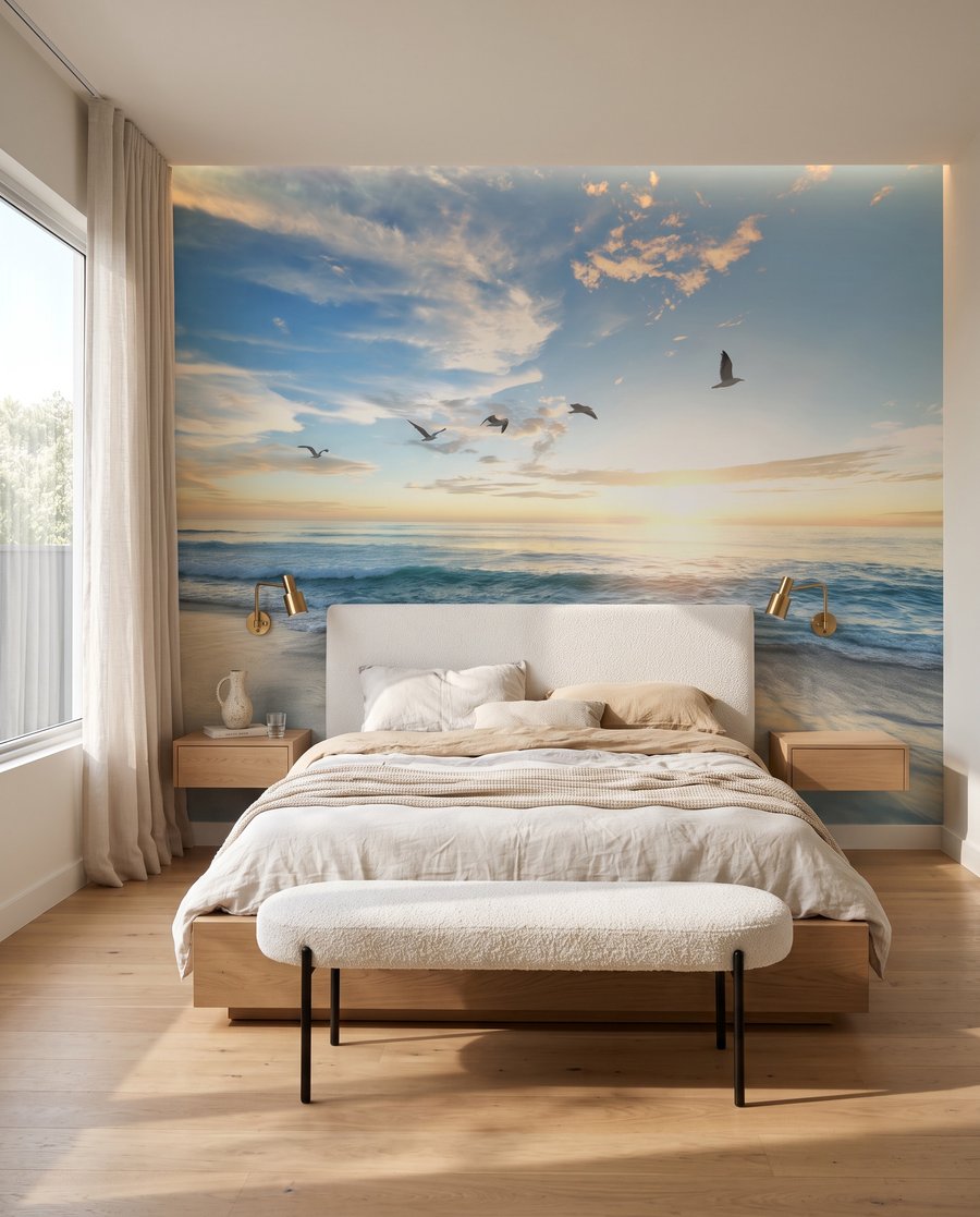 Vogels boven schuimend avondwater — interieur 2