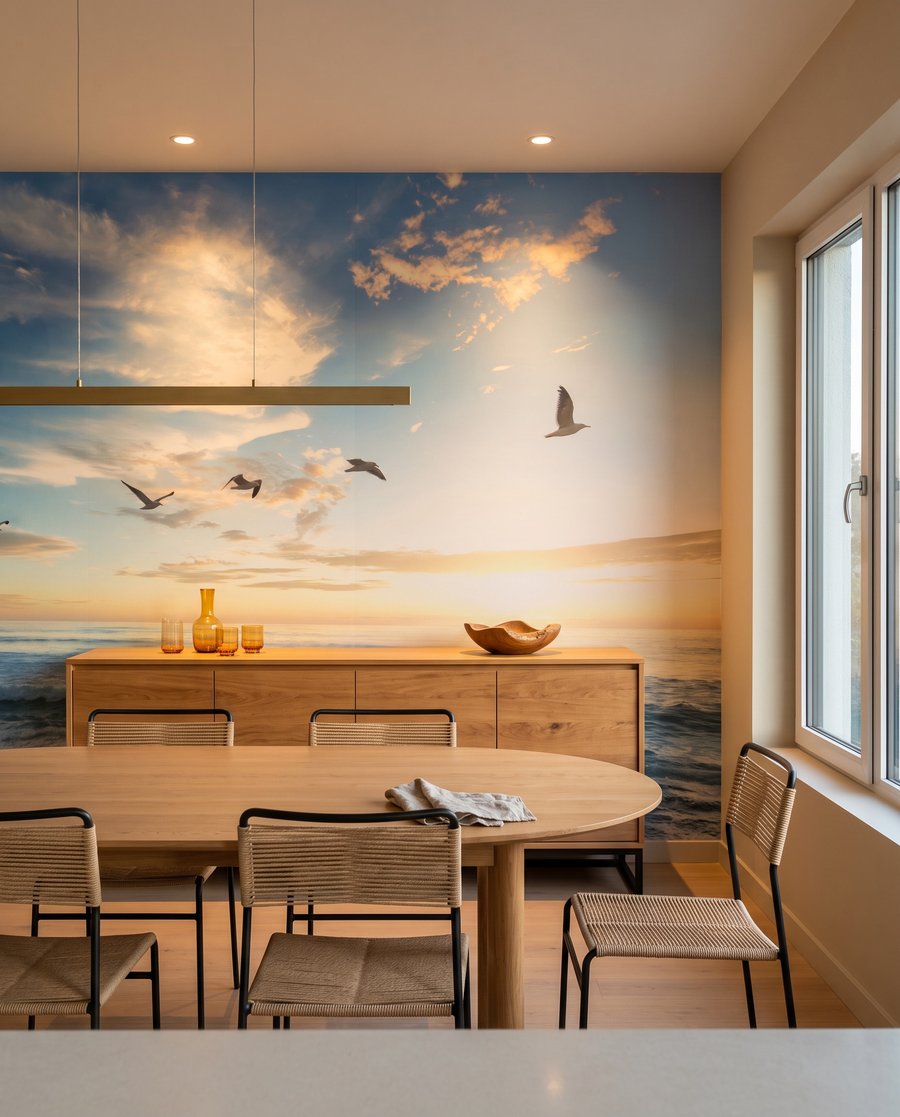 Vogels boven schuimend avondwater — interieur 7