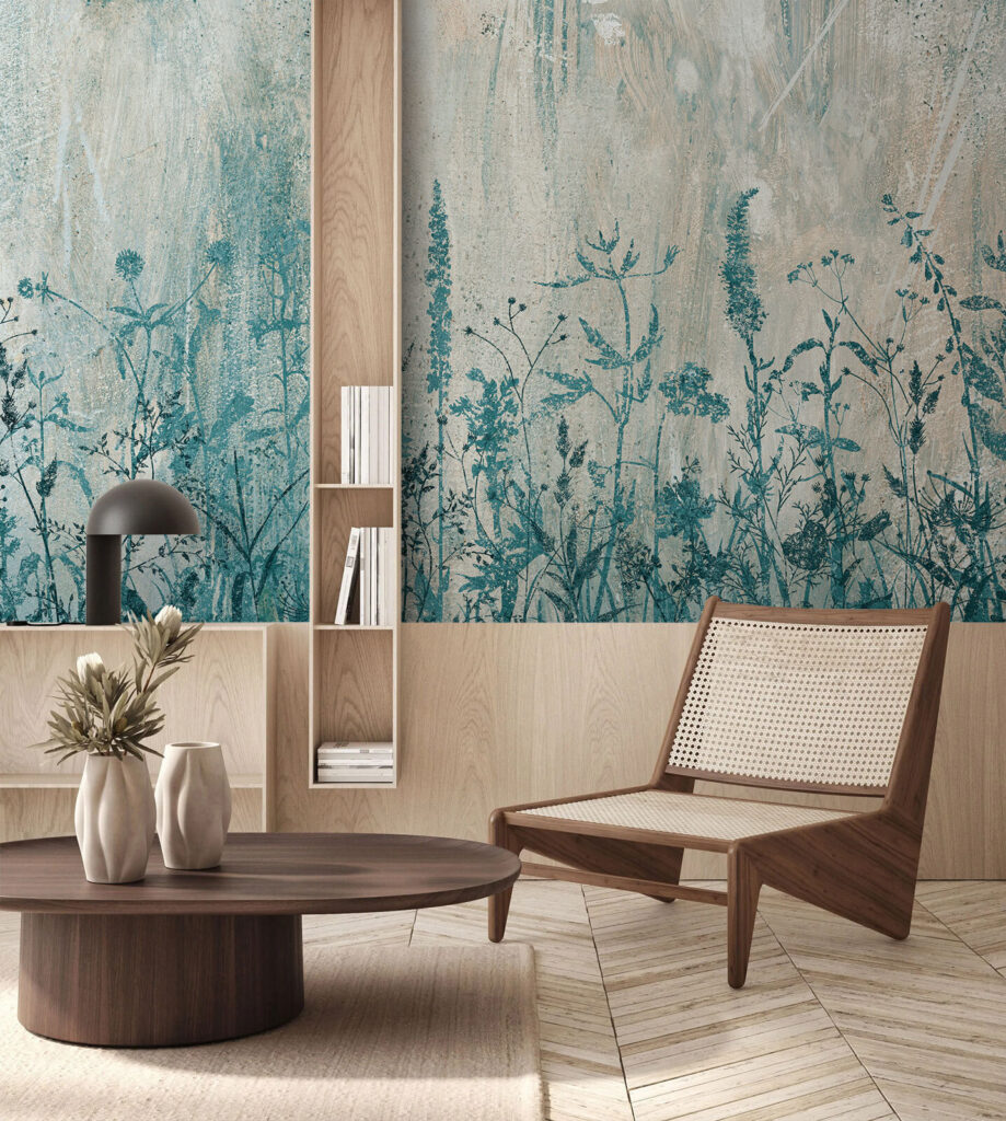 Turquoise weide op wit — interieur 2