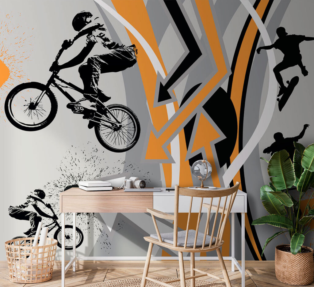 Groep mensen op de fiets in een interieur