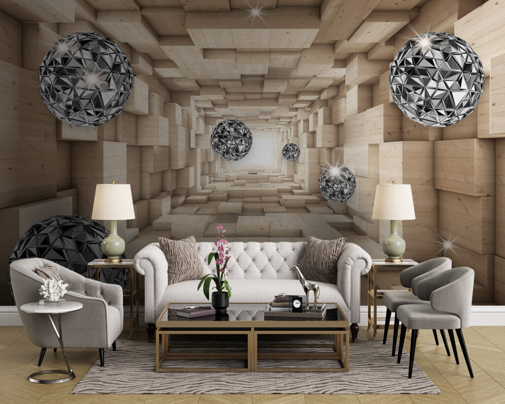 Facetbollen in houten dieptetunnel — interieur 3