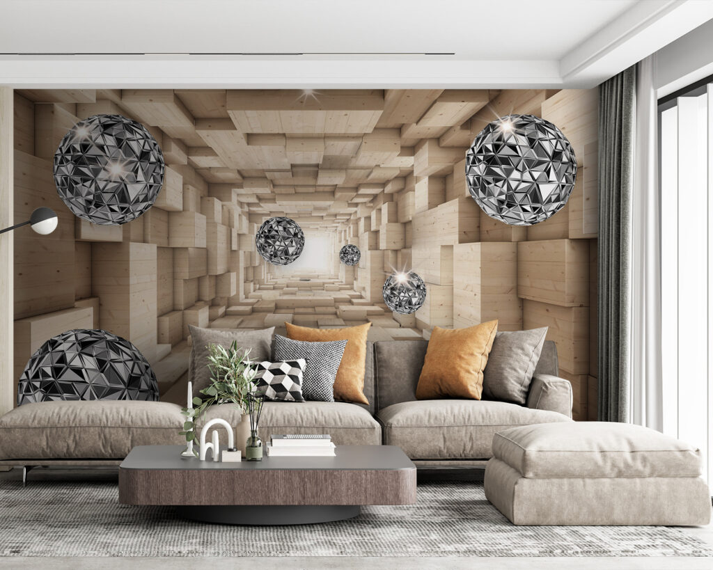Facetbollen in houten dieptetunnel — interieur 1