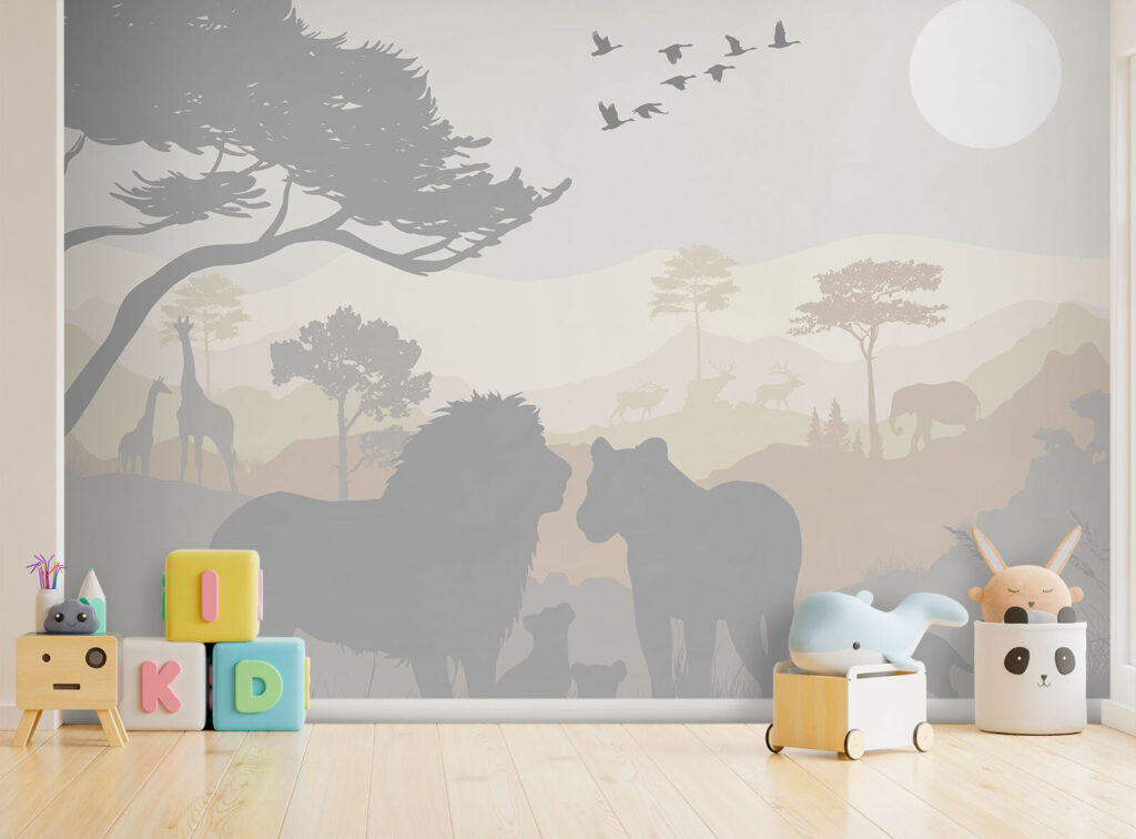 Groep dieren in een landschap — interieur 1