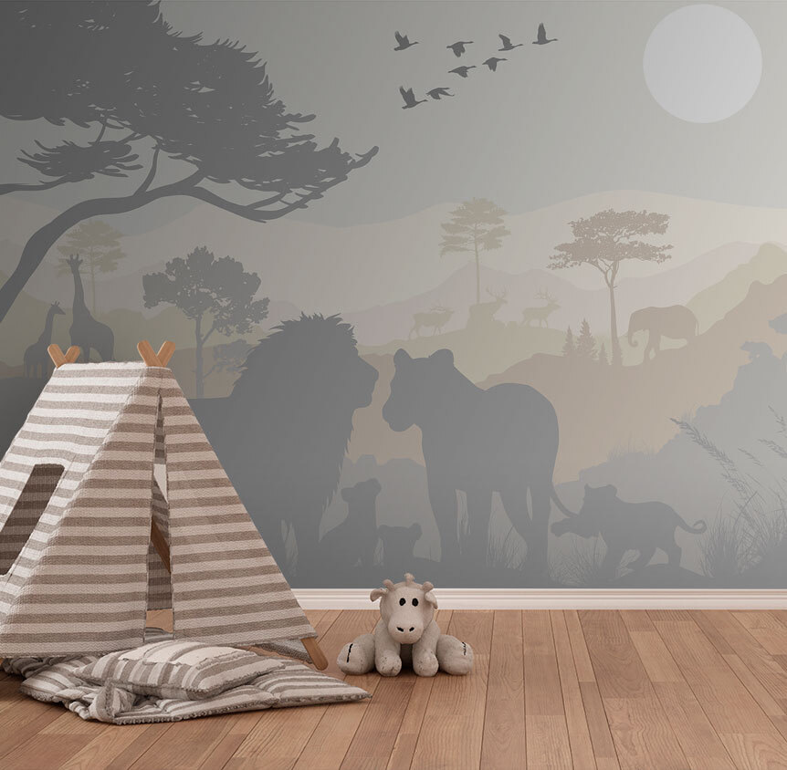 Groep dieren in een landschap — interieur 2
