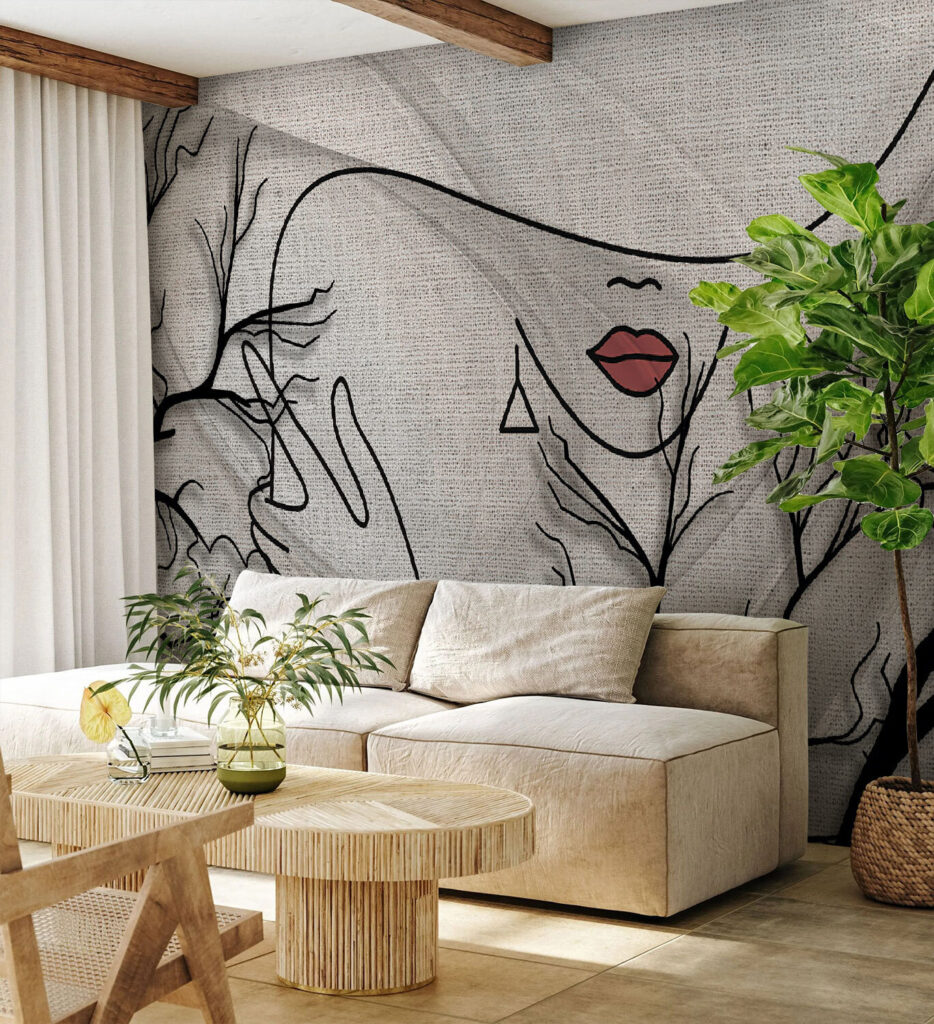 Tekening van een vrouw’s gezicht en een boom — interieur 2