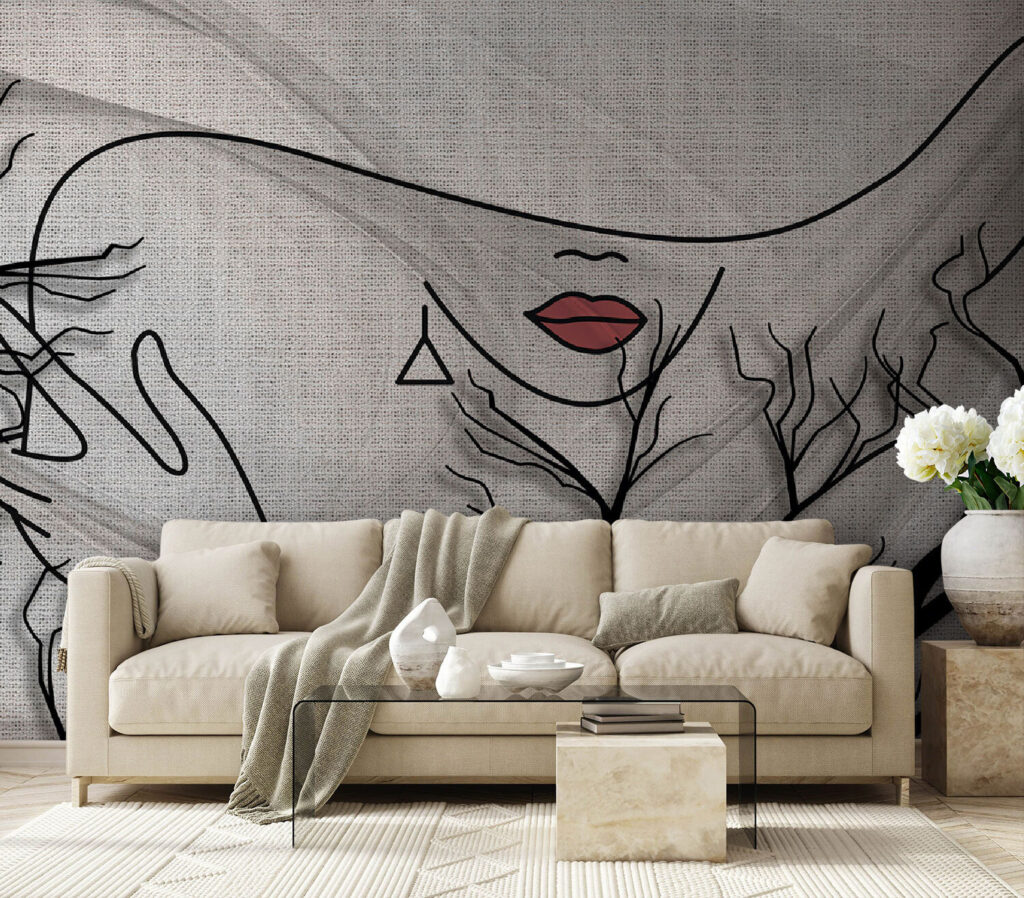 Tekening van een vrouw’s gezicht en een boom — interieur 3